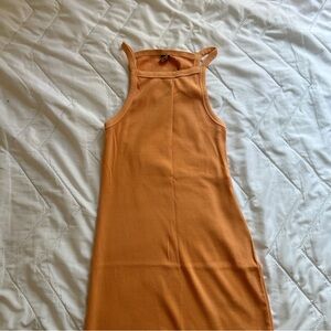 Orange high neck maxi dress